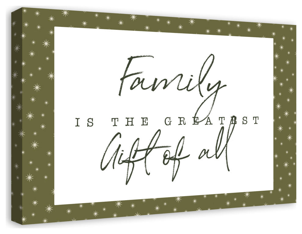 Family Greatest Gift Green Twinkle 30x20 Canvas Wall Art