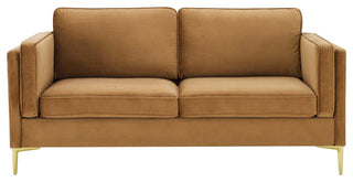 Kaiya Performance Velvet Sofa, Cognac