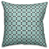 Blue Check Plaid Outdoor Throw Pillow, 16"x16"