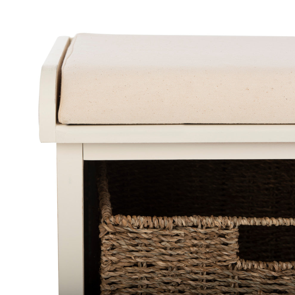 Safavieh Lonan Wicker Storage Bench, White