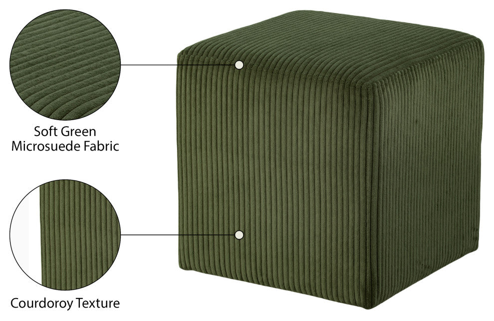 Roy Microsuede Fabric Upholsetered Ottoman/Stool, Green, Square