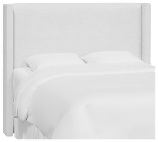 Red from Scalamandre King Hudson Headboard, Slubby Linen White