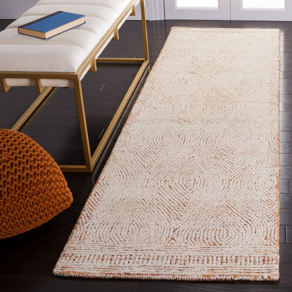 Safavieh Couture Abstract Collection, ABT340 Rug, Ivory/Rust, 2'3"x22'