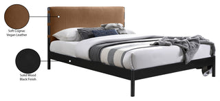 Abigail Upholstered Bed, Cognac, Full, Vegan Leather