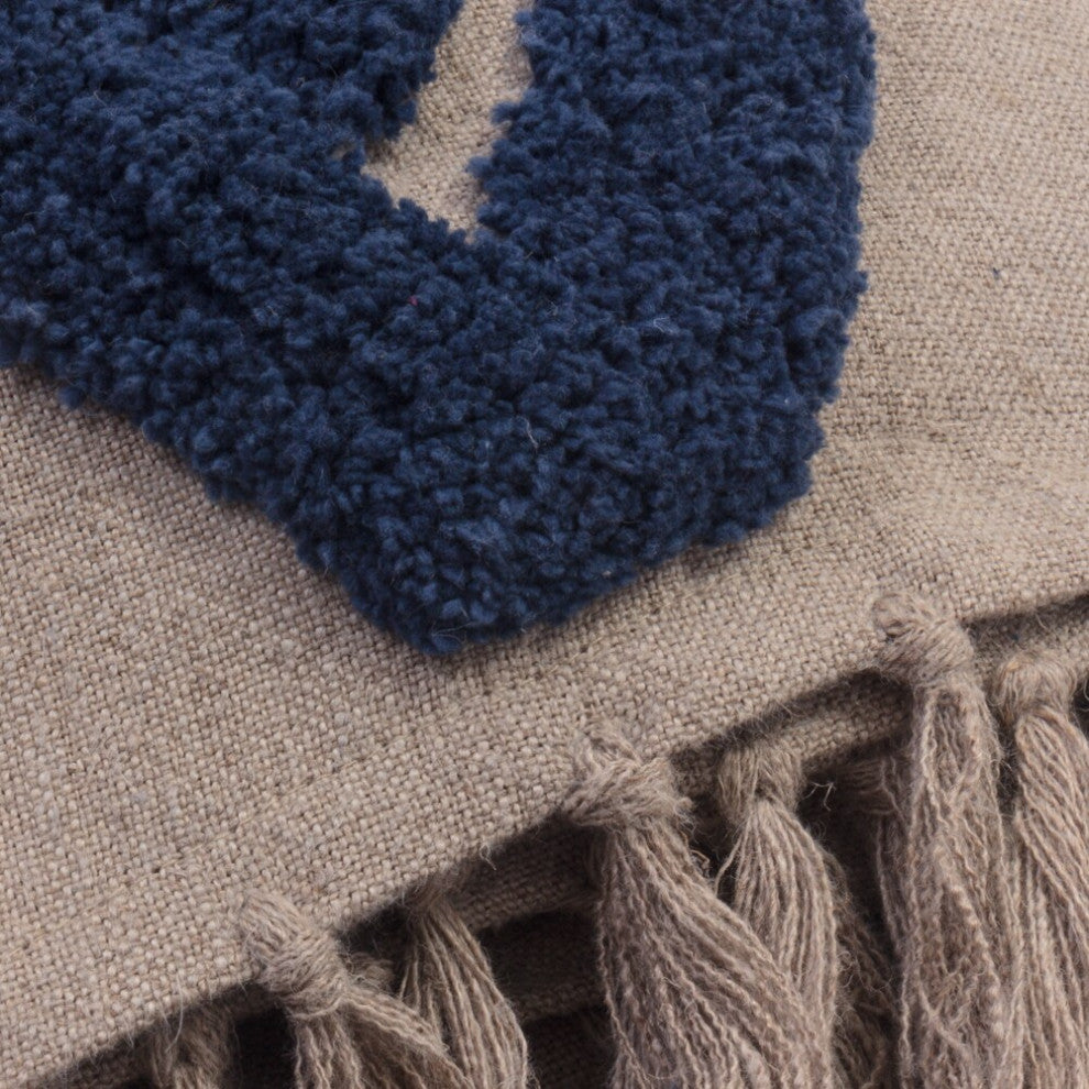 Arcadin Linen Throw Blanket, Indigo