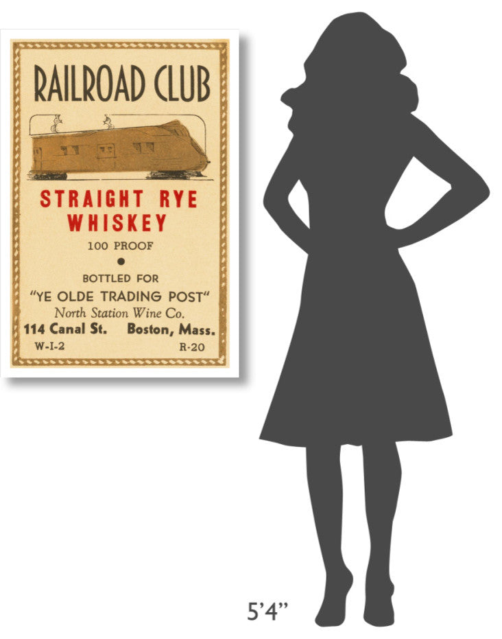 "Railroad Club Straight Rye Whiskey" Print by Vintage Booze Labels, 26"x38"