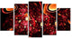 Red 3D Surreal Abstract Design, Contemporary Canvas Art Print, 60"x32", 5 Panels