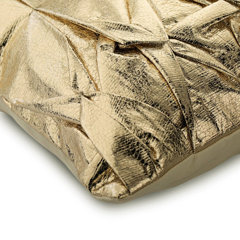 Gold 16"x16" Pillow Cover, Leather & Suede, Solid Color, Stunning Gold
