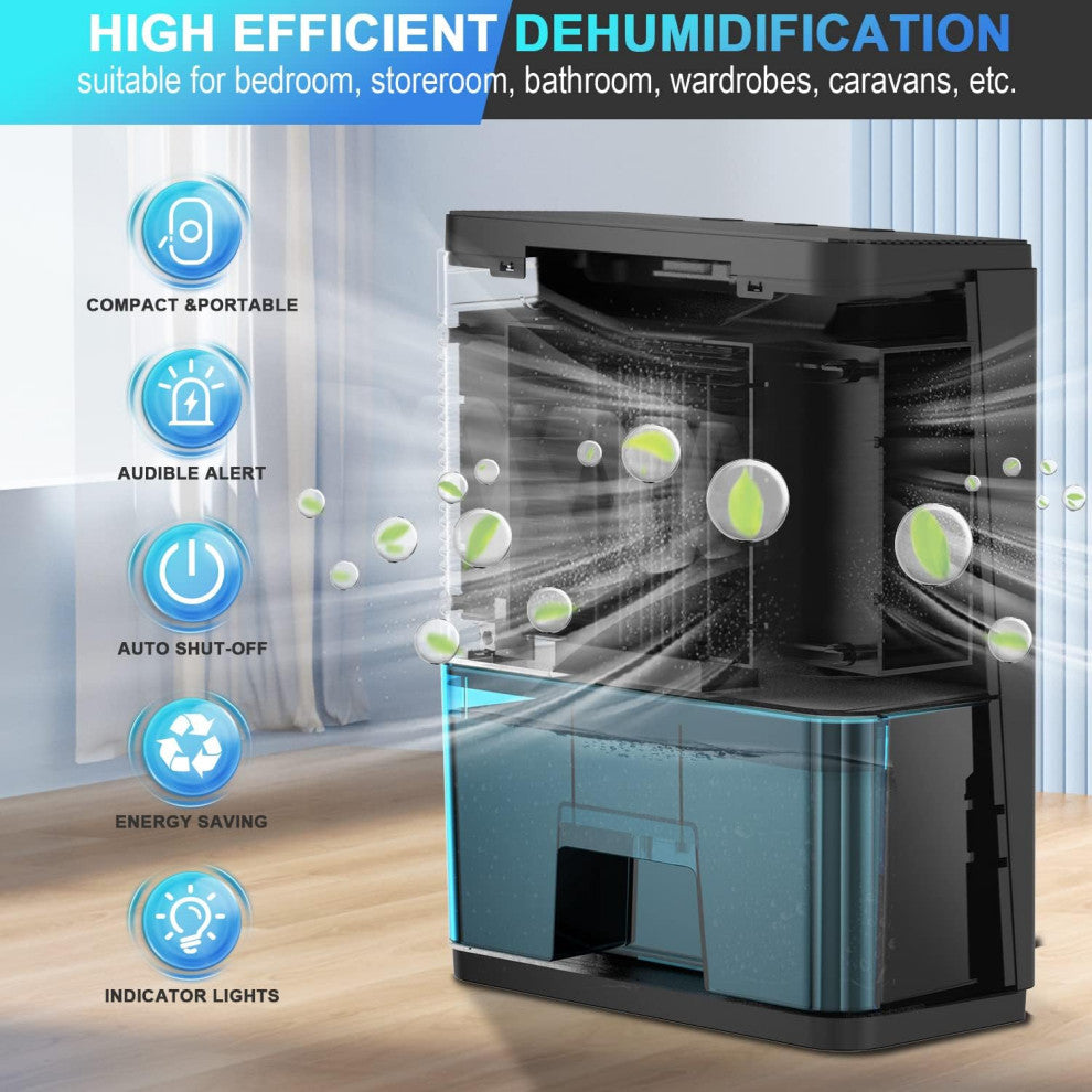 Dehumidifiers for Room, Upgraded version 85 OZ Dehumidifiers, 6500 Cubic Feet., Dark Grey