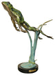 Frog Swimming Up With Marble Base  Bronze Sculpture, Special Patina Finish