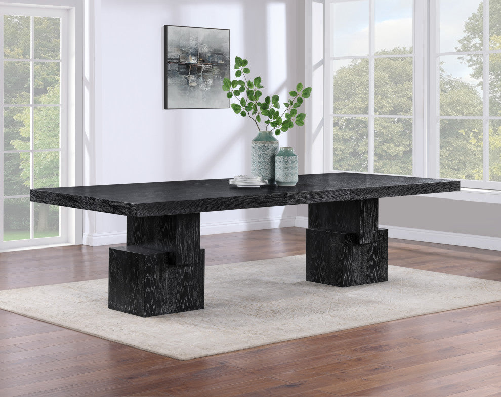Anzio Oak Veneer Dining Table, Black