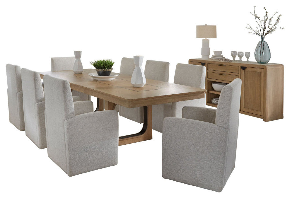 Parker House Escape Dining Rectangular Table With console and 8 caster chairs
