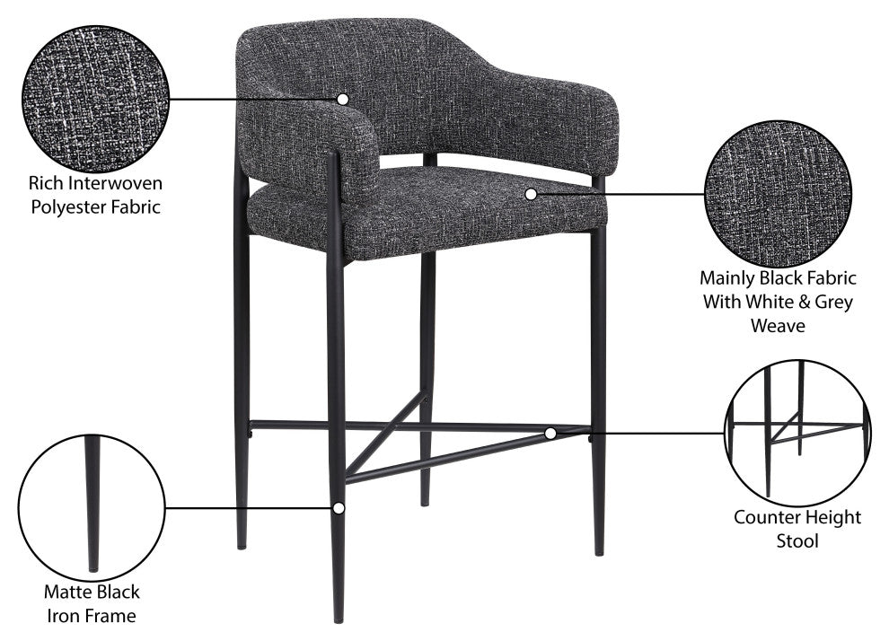 Dame Upholstered Bar and Counter Stool, Black