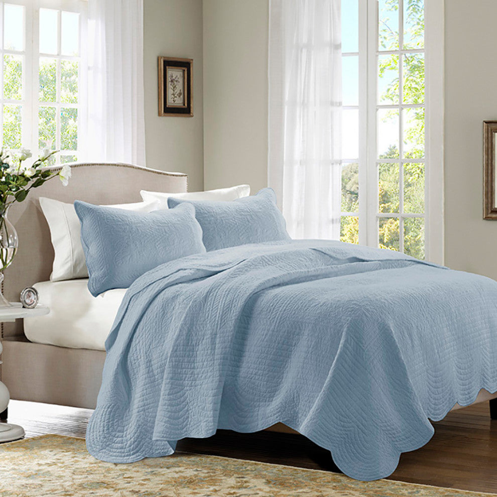 Madison Park Tuscany 3 Piece Reversible Scalloped Edge Quilt Set