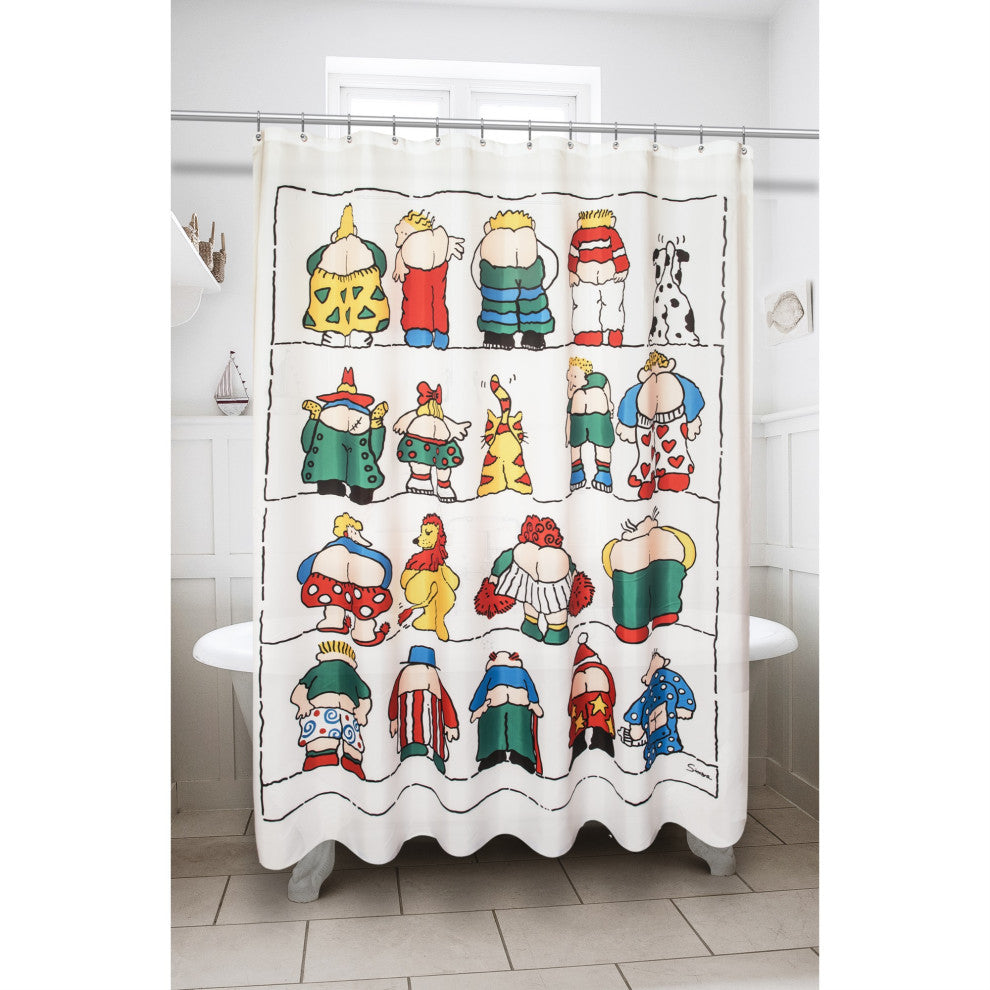 "Bottoms" Up Fabric Shower Curtain - Size 70" x 72"