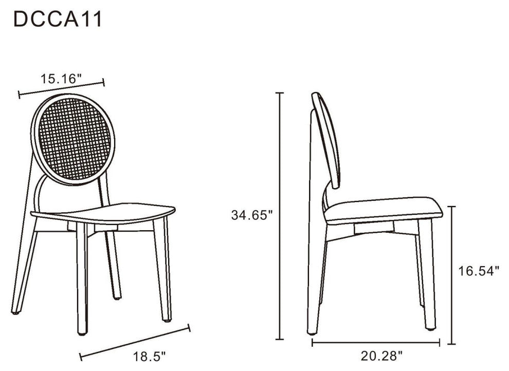 Manhattan Comfort Versailles Dining Chair, Nature, Set of 2