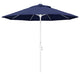 9' Matted White Collar Tilt Lift Fiberglass Rib Aluminum Umbrella, Olefin, Navy Blue