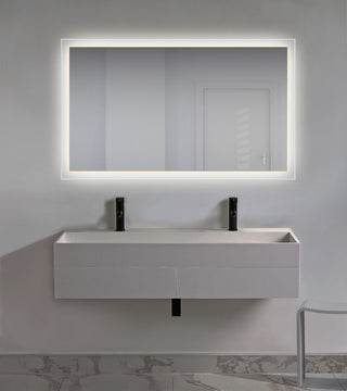 LED Lighted Bathroom Mirror Wall Mount With Defogger, 60"x36"