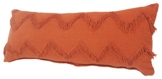 Solid Cinnamon Chevron Shag Throw Pillow, 14" X 36"