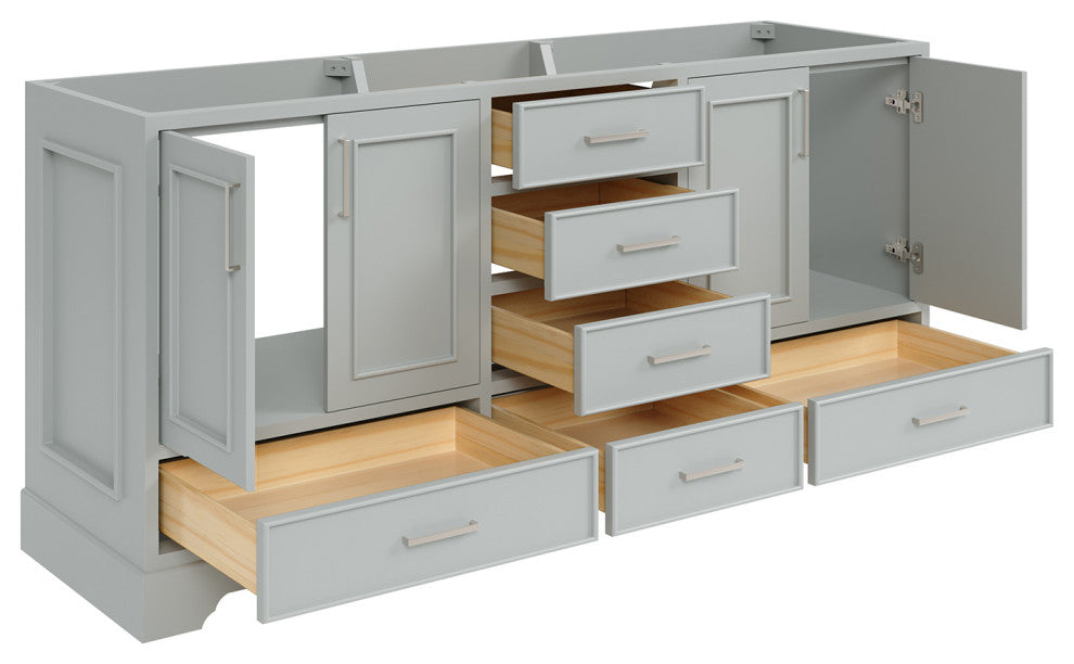 Ariel Stafford 72" Double Sink Bathroom Vanity Base, Gray