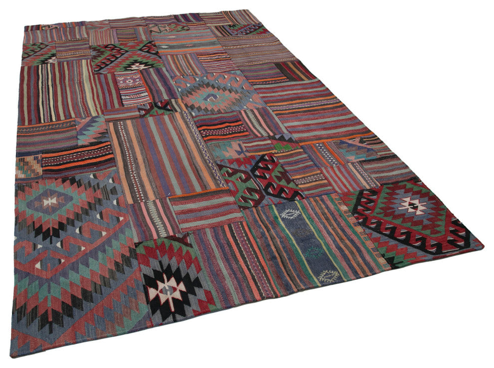 Rug N Carpet - Handmade Oriental 6' 8'' x 9' 10'' Rustic Patchwork Kilim Rug