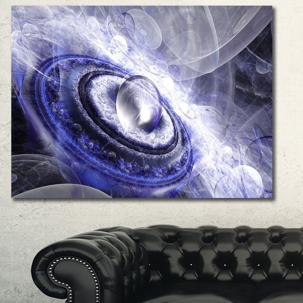 Beautiful Blue Flying Saucer, Floral Canvas Art Print, 40"x30"
