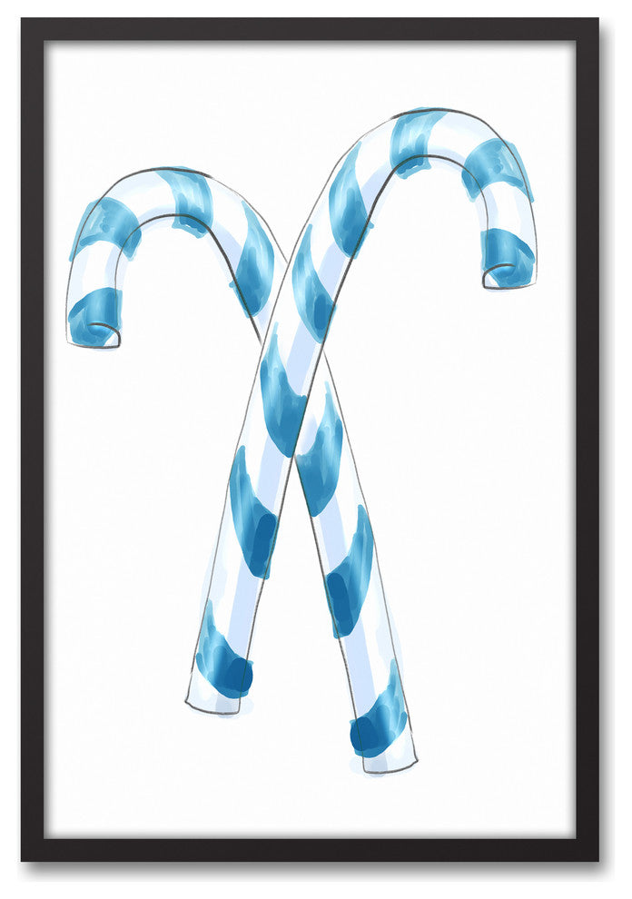 Blue Candy Canes 20x30 Black Framed Canvas