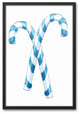Blue Candy Canes 20x30 Black Framed Canvas