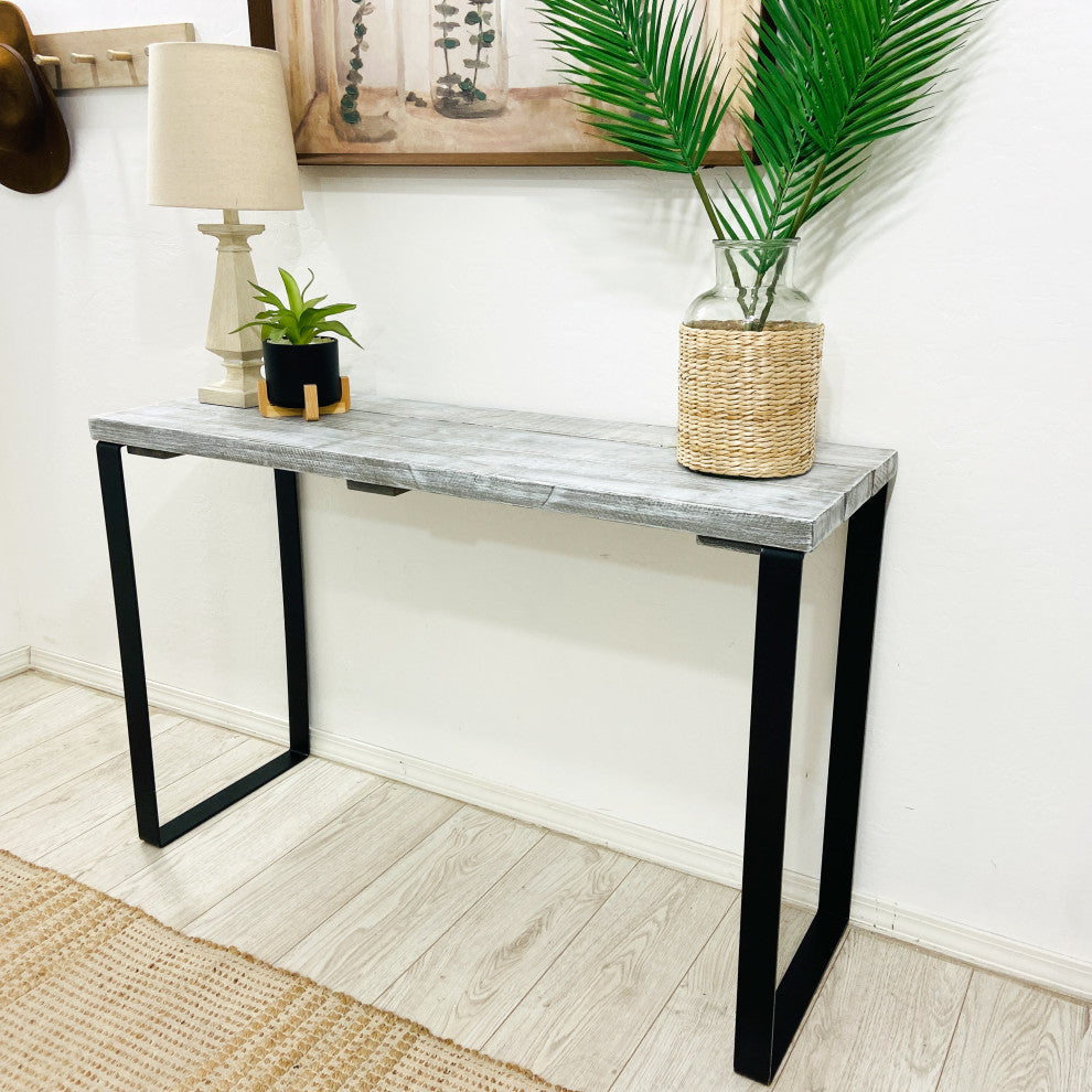 Barn Walls Bedroom Console Table Accent Table, Handcrafted, Graywash, 58" Length