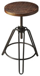 29" Brown And Gray Iron Swivel Backless Counter Height Swivel Bar Chair