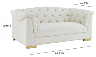Farah Cream Velvet Loveseat