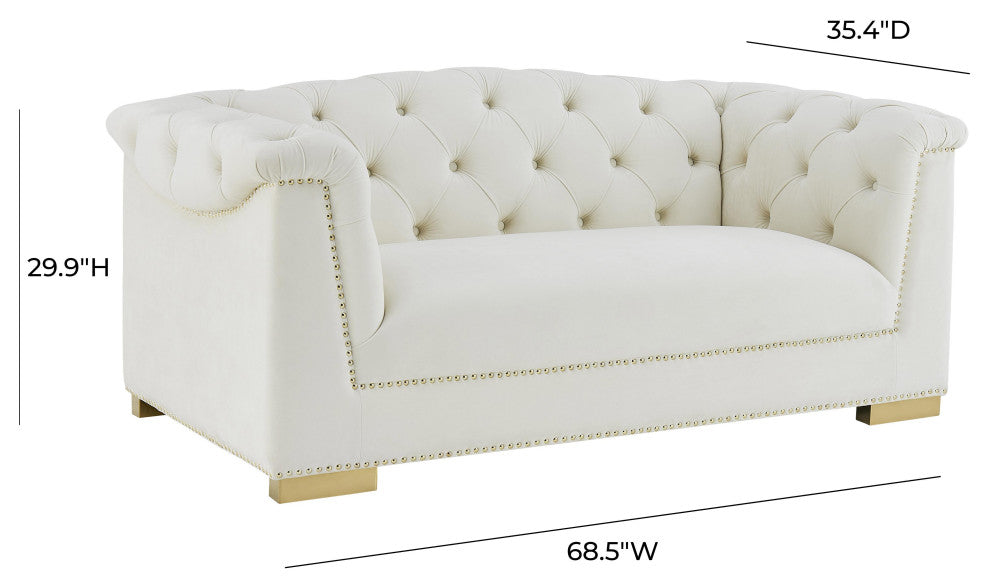 Farah Cream Velvet Loveseat