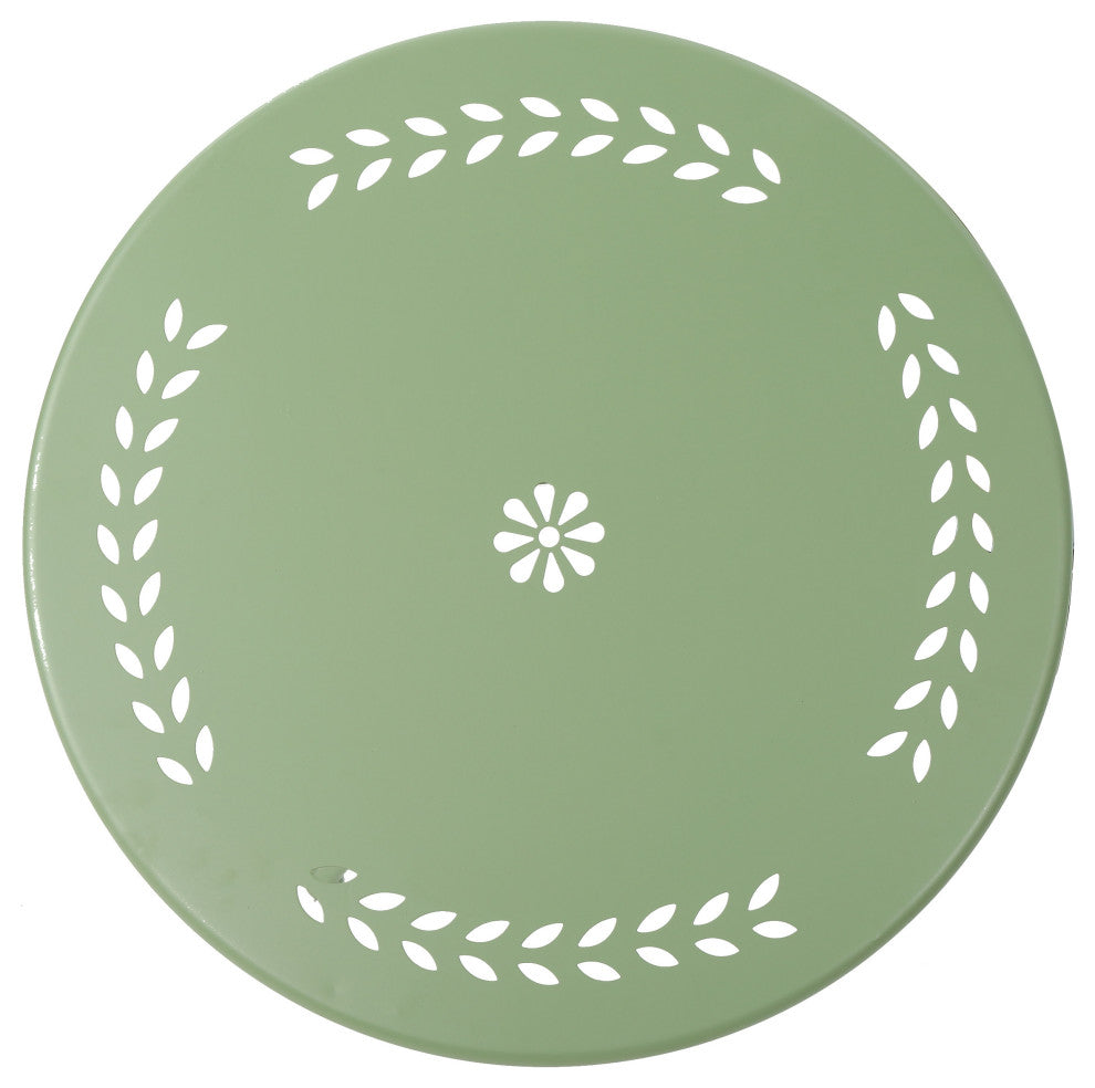 GDF Studio 3-Piece Leona Outdoor Paint Finished Iron Bistro Set, Matte Green