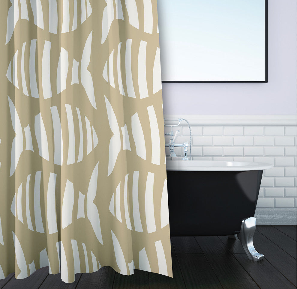 Swimming School Taupe 70" w x 73" h Shower Curtain