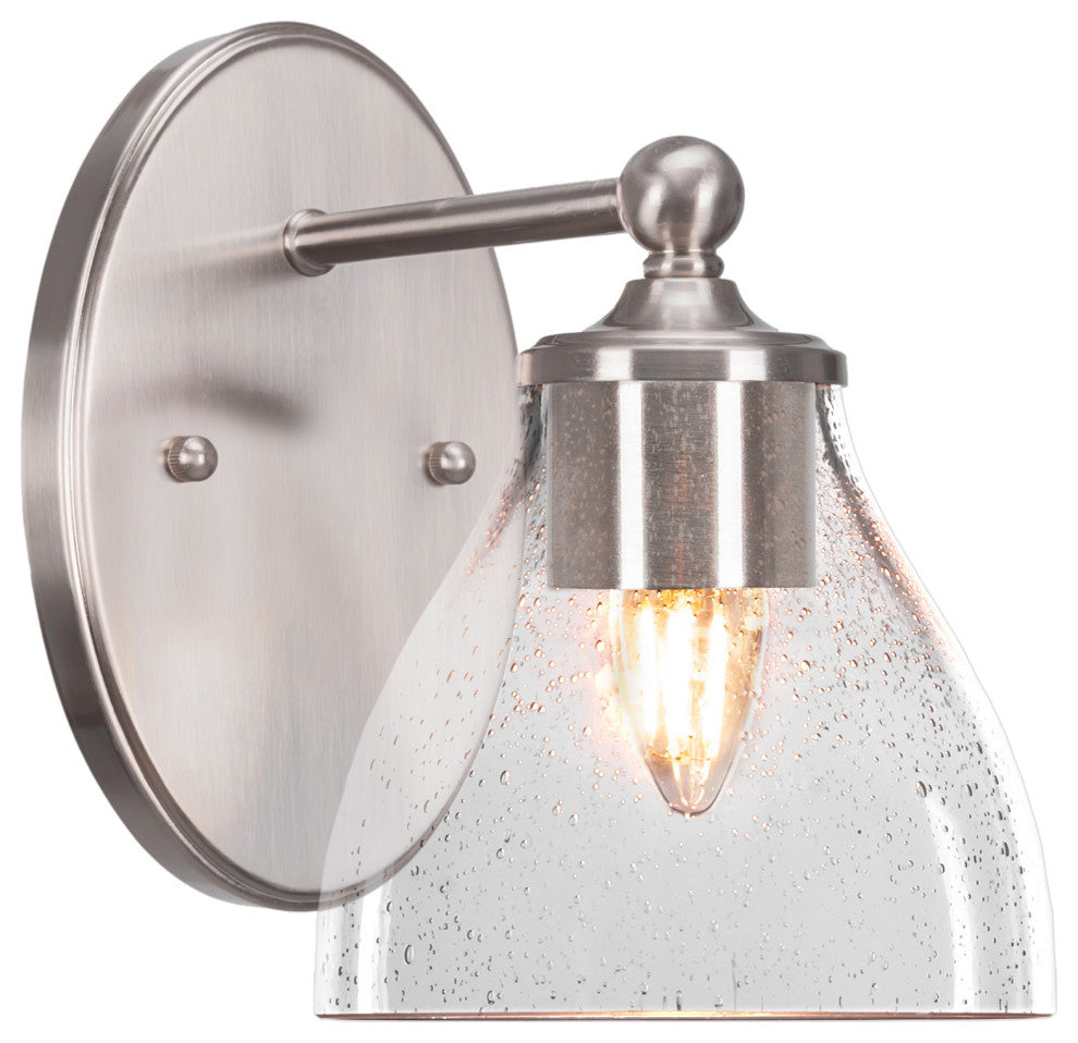 Capri 1-Light Wall Sconce, Brushed Nickel/Clear Bubble