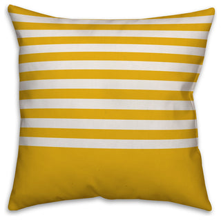 Yellow and White Colorblock Stripe 18x18 Throw Pillow