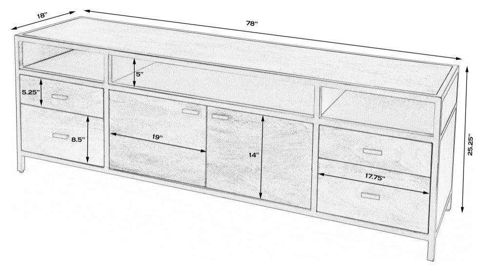 Hans Wood and Iron Storage Tv Stand