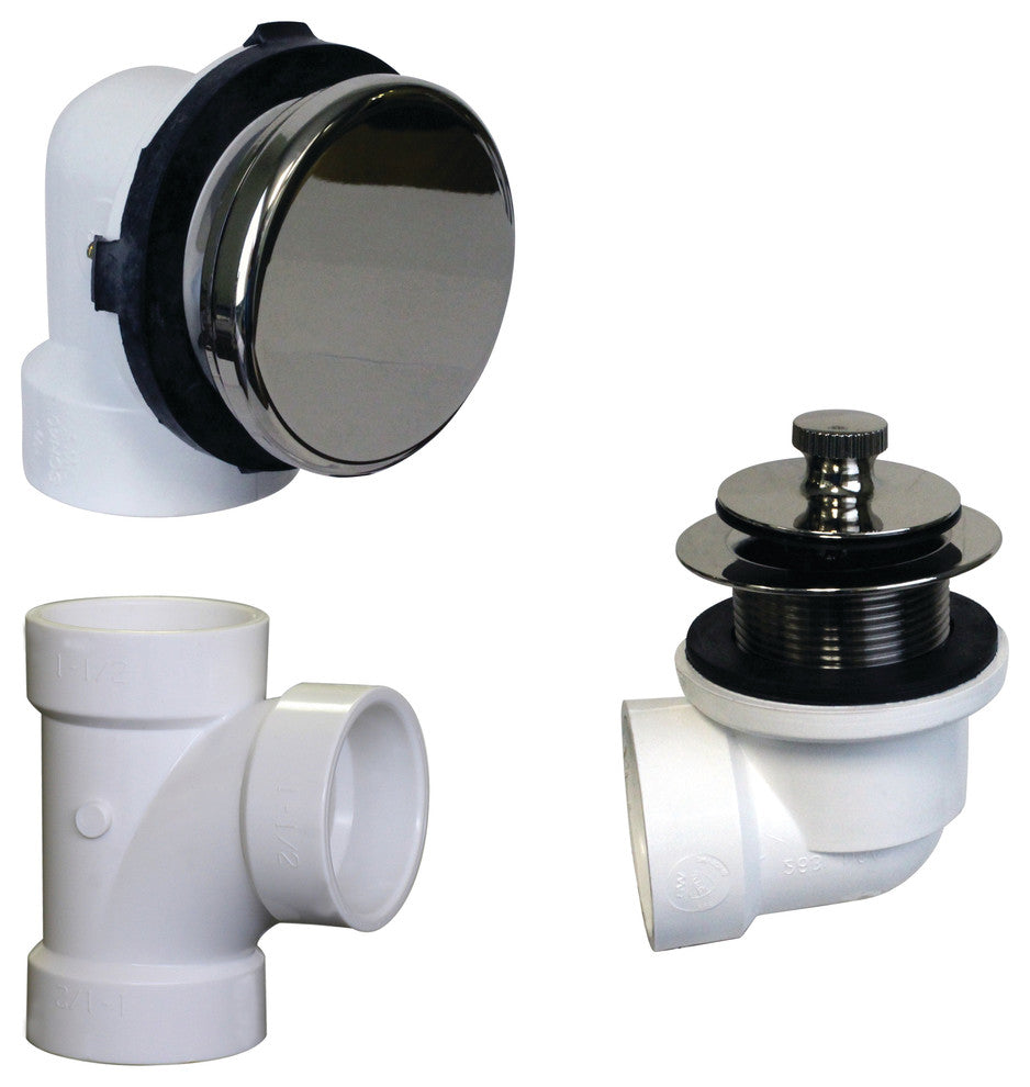 Illusionary Overflow, Sch. 40 PVC Plumbers Pack With Lift & Turn Bath Drain