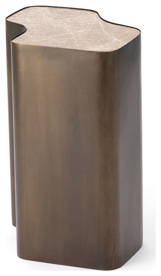 Organic Nesting Table, Bronze/Beige Marble, Large