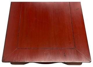 Consigned Vintage Chinese Red Lacquered Ming Dynasty Style Coffee Table
