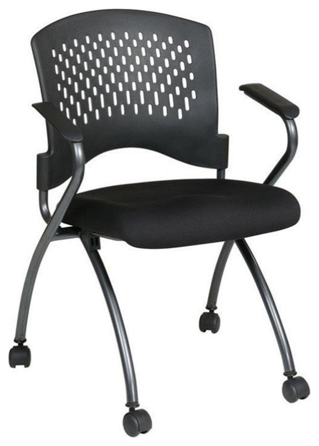 Set of 2 Deluxe Black Folding Chair with Ventilated Plastic Wrap Around Back