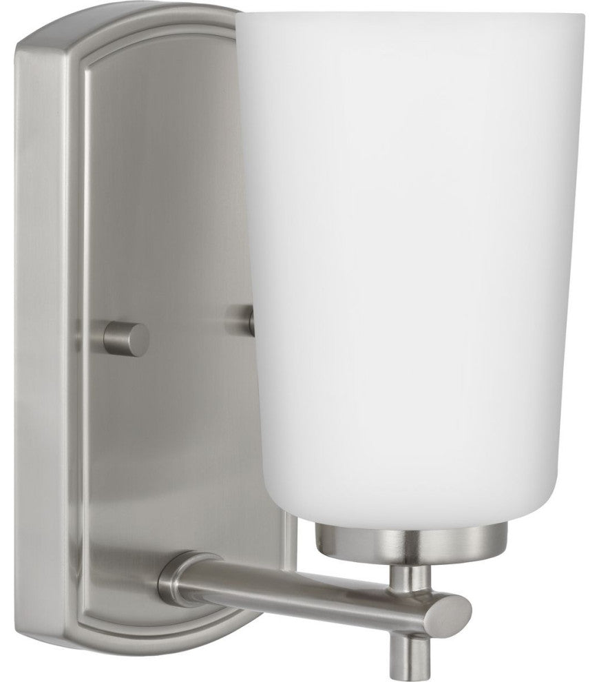 Adley Collection One-Light Brushed Nickel Etched Opal Glass Bath Vanity Light