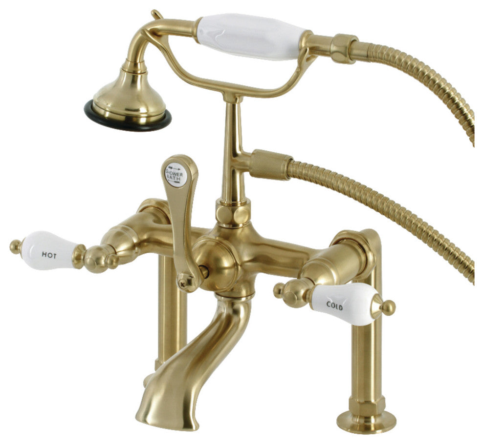 AE107T7 Deck Mount Clawfoot Tub Faucet, Brushed Brass