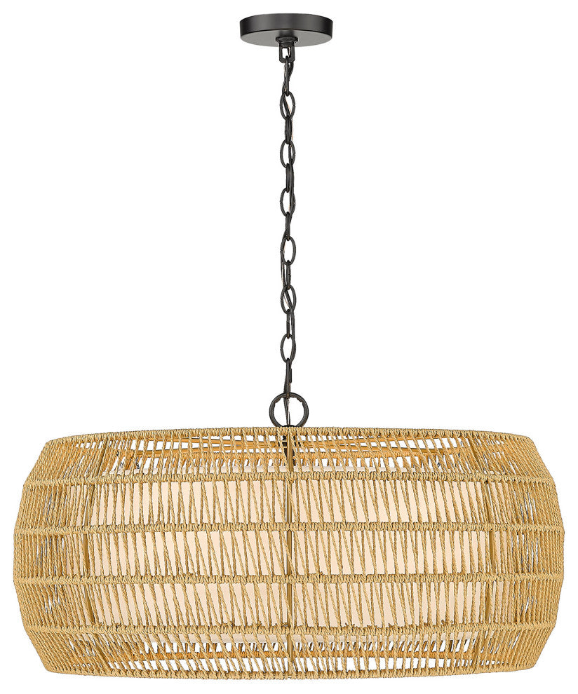 Golden Lighting 6805-6 Everly 6 Light 27"W Drum Chandelier - Matte Black /