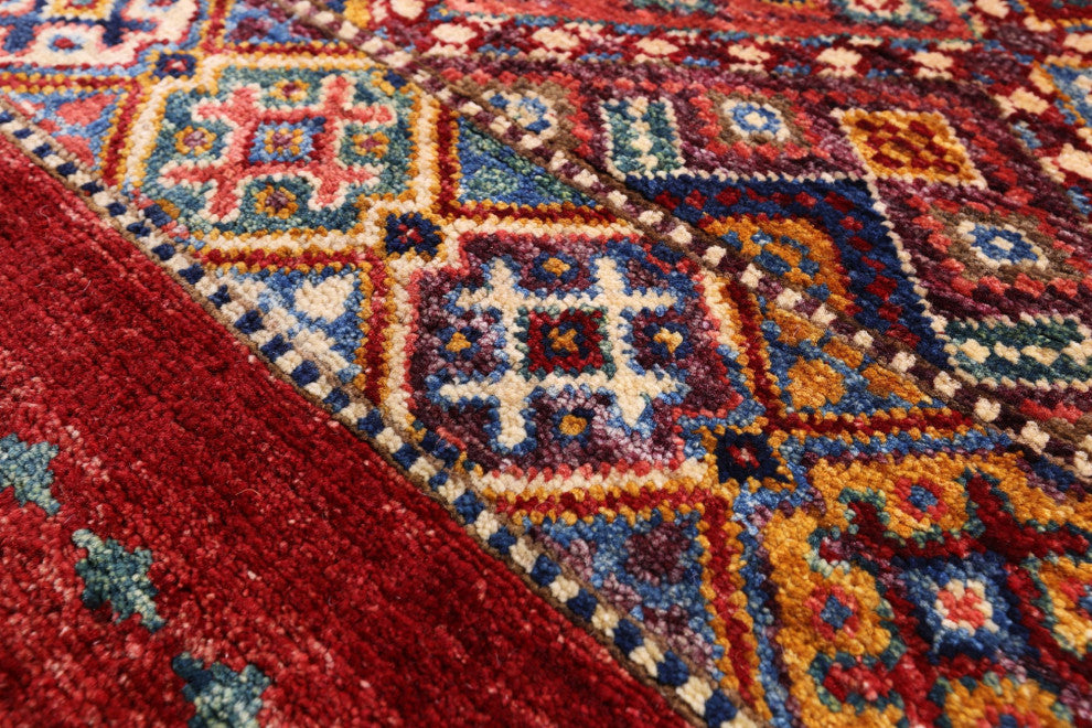 6' 8" X 9' 10" Hand-Knotted Super Kazak Khorjin Rug Q10738