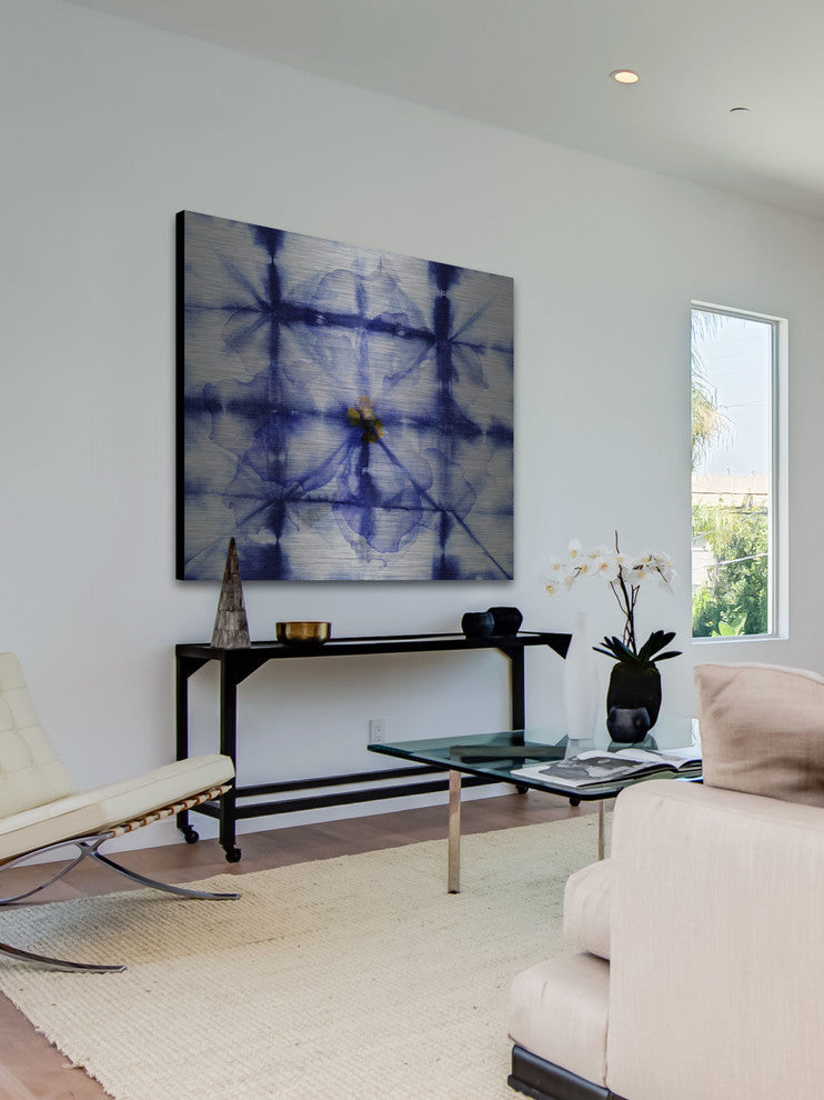 "Boxed in Blue" UV Ink Print on Brushed  Aluminum, 40"x40"