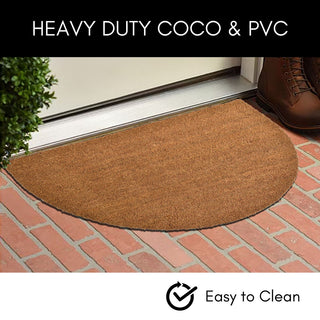 Sheltered Half Round Front Door Mat Natural Braided Coir Coco Rubber Rug 30x18