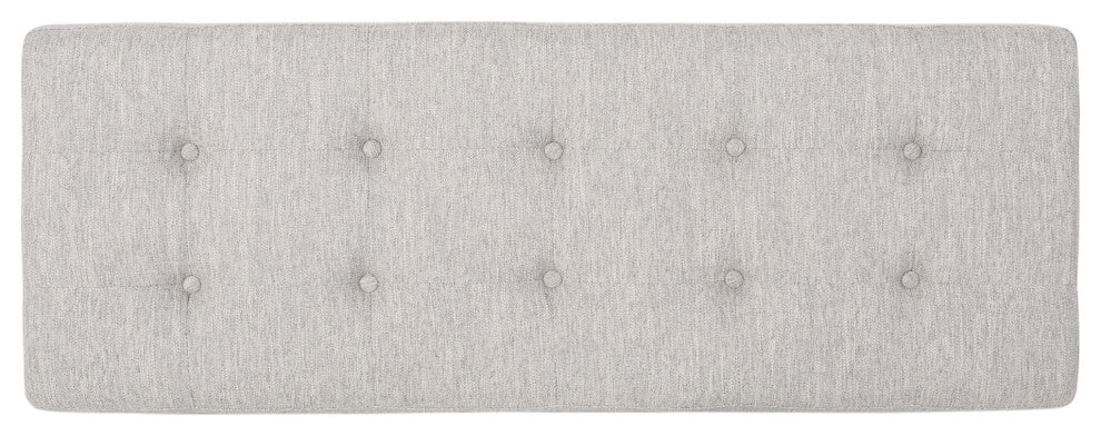 Emily Contemporary Fabric Ottoman Bench, Light Gray, Black