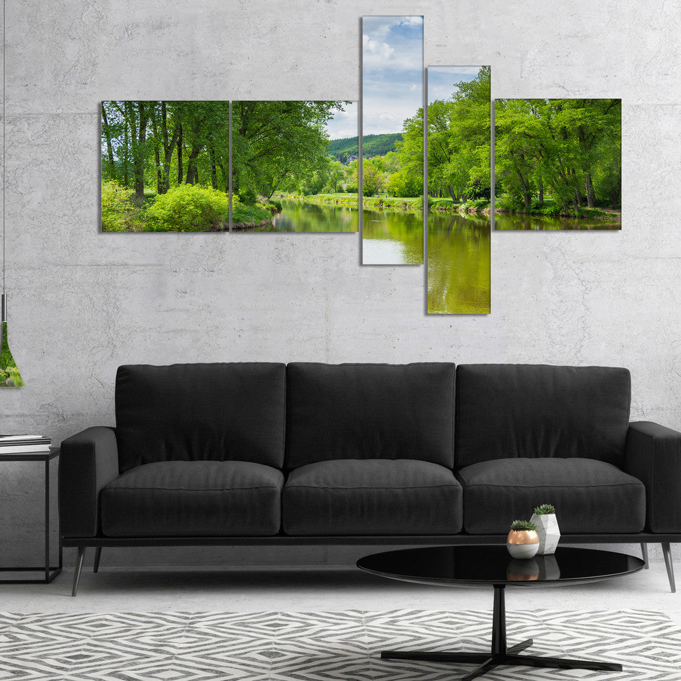 Beautiful Summer with Green Grass, Landscape Canvas Art, 60"x32", 5 panels