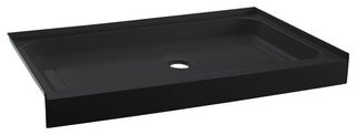 Voltaire 48"x36" Acrylic Black, Single-Threshold, Center Drain, Shower Base